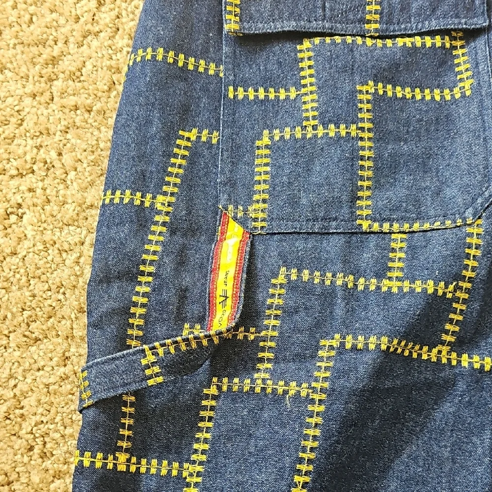 Men's Blue and Yellow‎ Patterned Jean Shorts